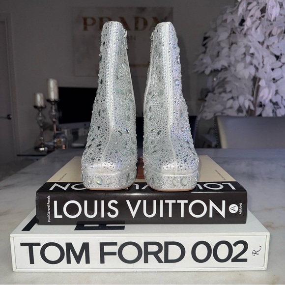 New Jessica Simpson JS Dolly Silver Shimmer Sand Rhinestone Boot Womens 10 - Picture 9 of 13